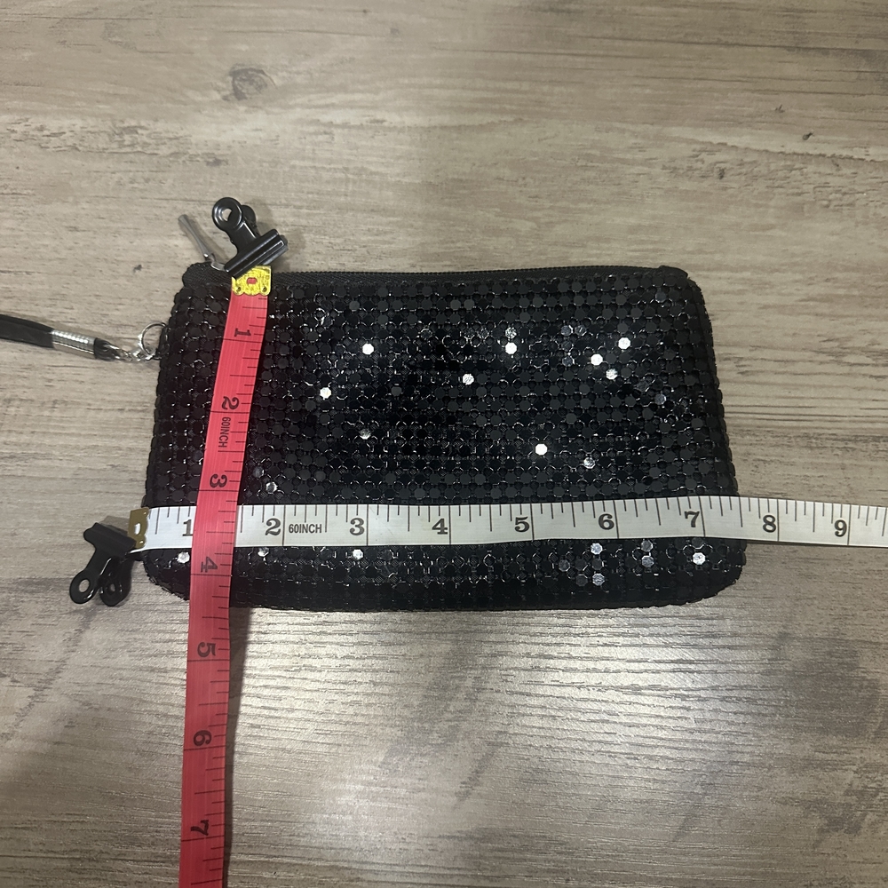 EUC Cruise Club Black Sequin Wristlet Clutch Purse - Picture 7 of 8